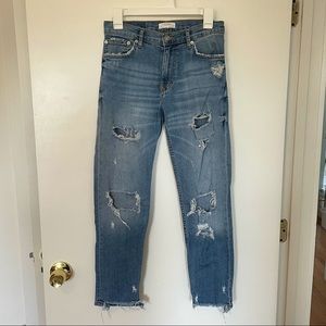 Zara Mid-Rise Ripped Ankle Jeans - Size 2